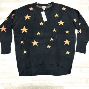 NWT Como Vintage Star Sweater, Plus Size Black with Gold